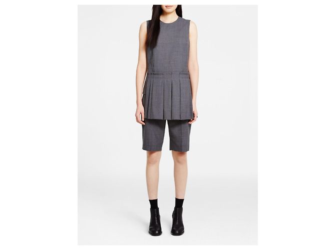 DKNY Hemd mit Plissee-Panel Grau Wolle und Polyester - Ansicht 4