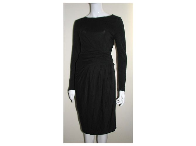 Marc Cain Vestido negro con drapeado - vista 2