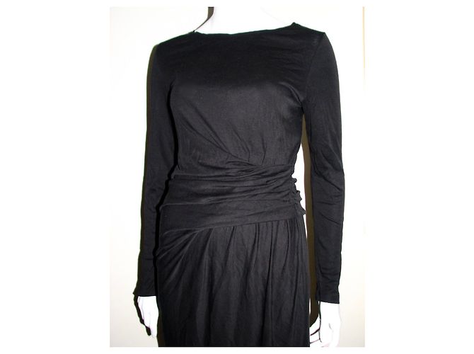 Marc Cain Vestido negro con drapeado - vista 3