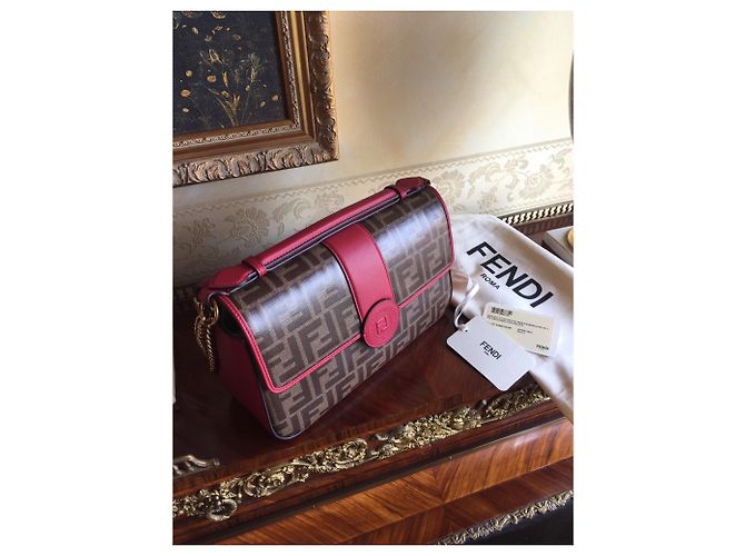 Borsa Fendi Jacquard FF e pelle rossa Multicolore - vista 2