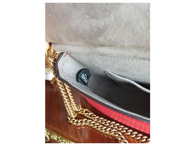 Borsa Fendi Jacquard FF e pelle rossa Multicolore - vista 4
