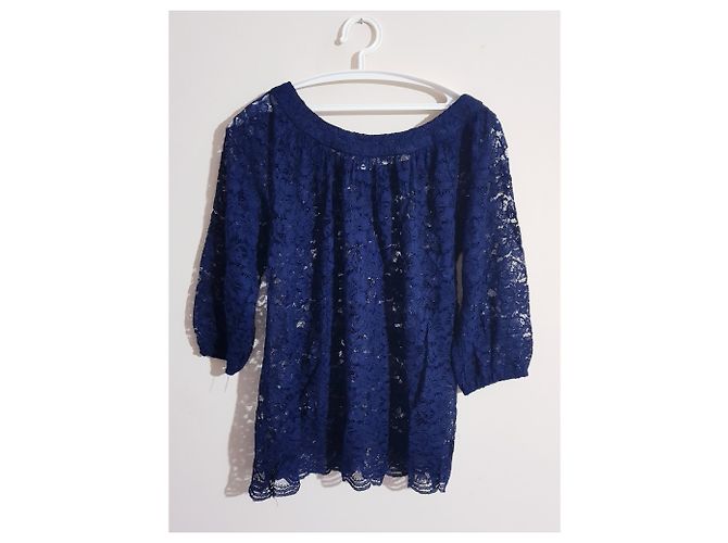 Diane Von Furstenberg Spitzenbluse Dunkelblau Marineblau - Ansicht 2