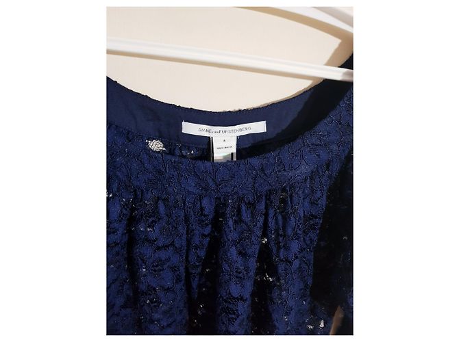 Diane Von Furstenberg Spitzenbluse Dunkelblau Marineblau - Ansicht 3