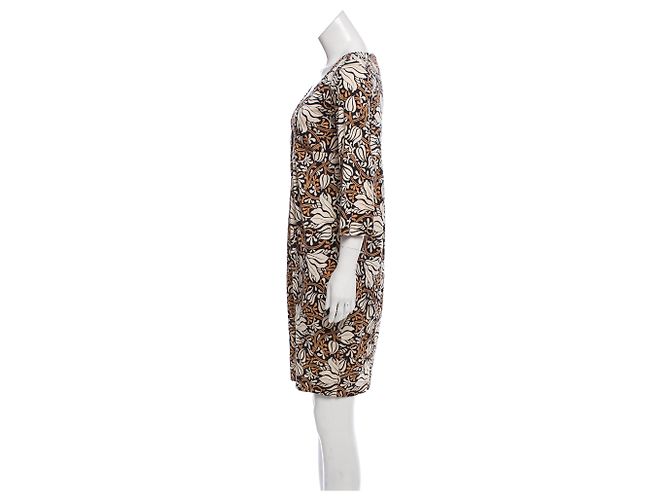 Diane Von Furstenberg Abito in jersey di seta DvF Elena US8 Nero Bianco Caramello - vista 2