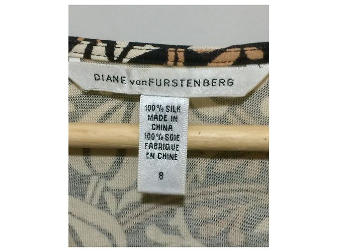 Diane Von Furstenberg Abito in jersey di seta DvF Elena US8 Nero Bianco Caramello - vista 4