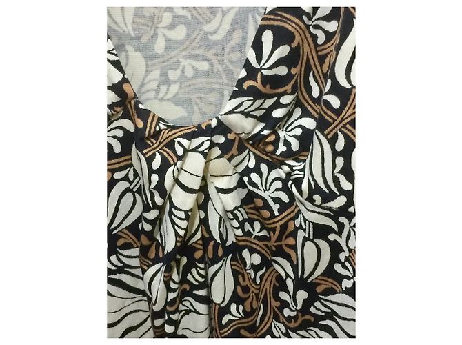 Diane Von Furstenberg Abito in jersey di seta DvF Elena US8 Nero Bianco Caramello - vista 5