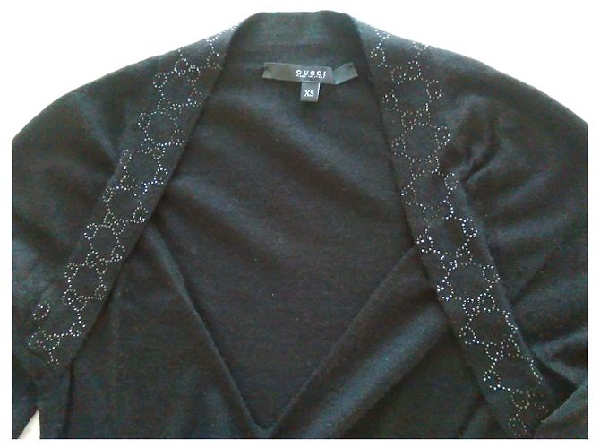 Jersey de punto de cachemir con cuello en V GUCCI Negro - vista 3