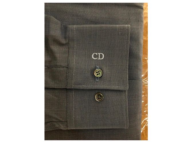 Camicia Christian Dior in cotone color ardesia maniche lunghe XXL - vista 3