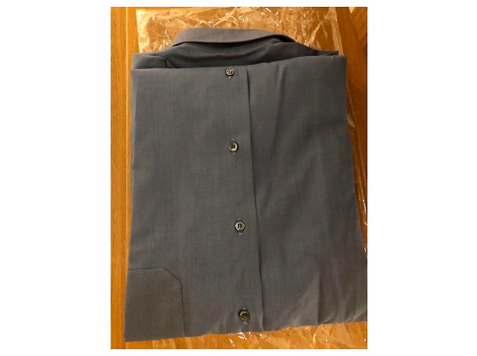 Camicia Christian Dior in cotone color ardesia maniche lunghe XXL - vista 4
