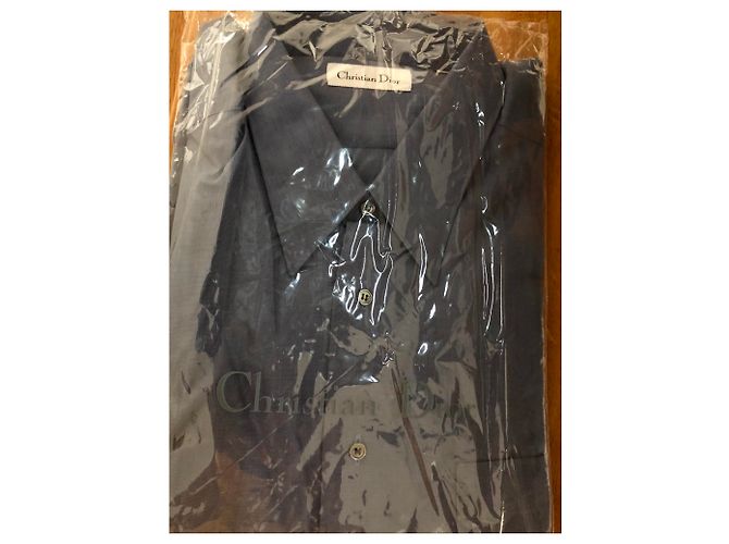 Camicia Christian Dior in cotone color ardesia maniche lunghe XXL - vista 5