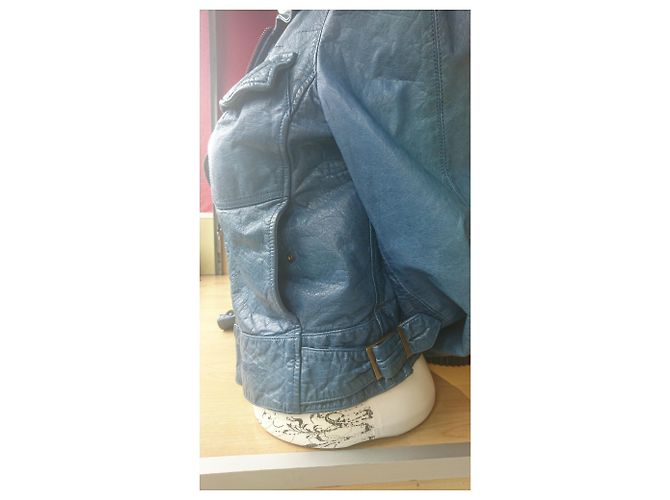 Guess Lederjacke aus Büffelleder blau - Ansicht 2