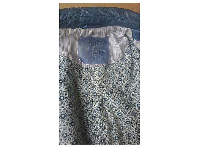 Guess Lederjacke aus Büffelleder blau - Ansicht 4