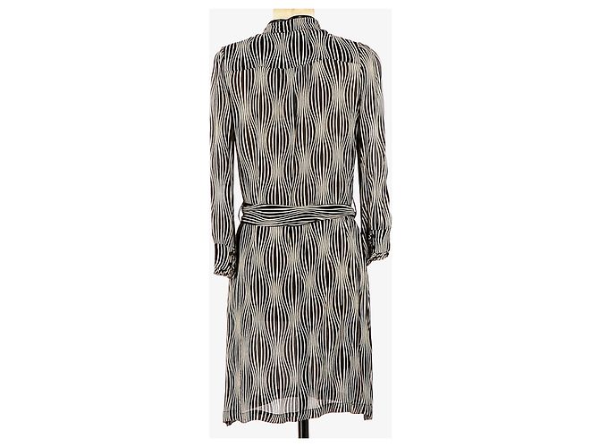 Haut En Soie Claudie Pierlot Taille 40 - Couleur Saumon Et écru, Occasion Très Bon état