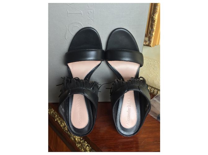 Alexander McQueen 90mm Muli Hill Nero - vista 3