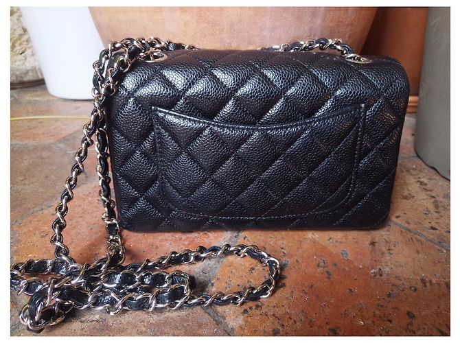 Borsa Chanel Classic Mini Timeless in caviale di pelle di vitello Nero - vista 5