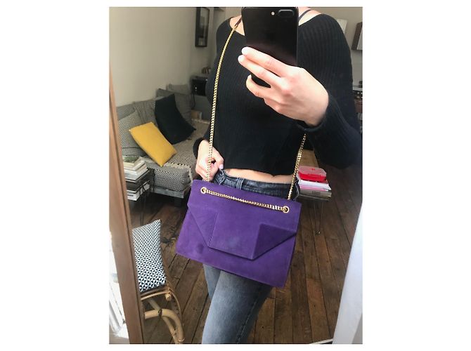 Betty Borsa a mano Saint Laurent in scamosciato viola Porpora - vista 2