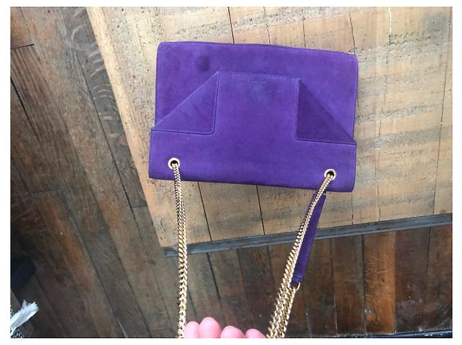 Betty Borsa a mano Saint Laurent in scamosciato viola Porpora - vista 3