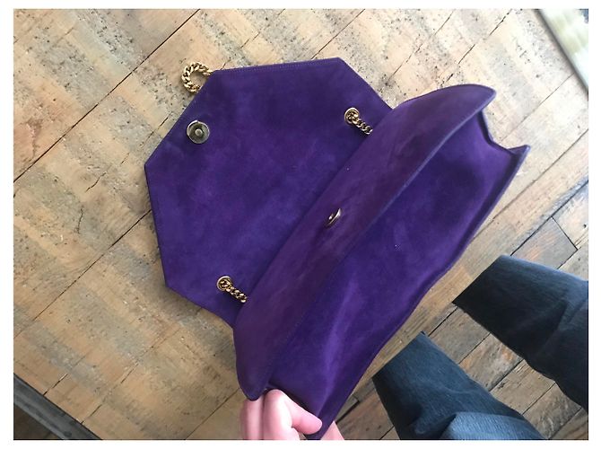 Betty Borsa a mano Saint Laurent in scamosciato viola Porpora - vista 5