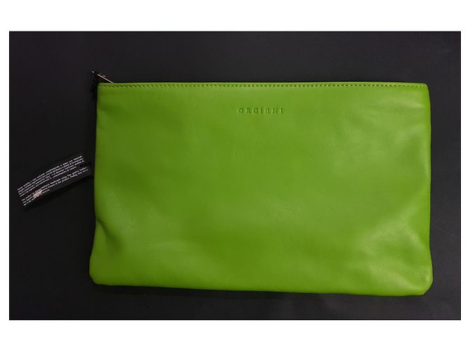 Pochette Orciani in pelle verde - vista 3