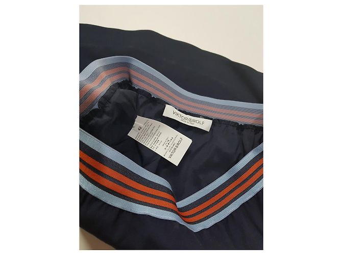 Falda Viktor & Rolf azul marino de algodón y viscosa Talla 42 Multicolor - vista 4
