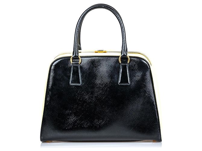 Borsa a mano Prada in piramide saffiano nera - vista 3