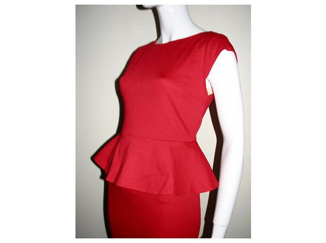 Alice + Olivia Kleid mit Schößchen Rot - Ansicht 3