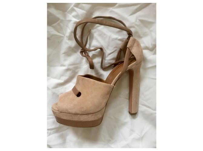 Aquazzura Tacchi in pelle scamosciata e pelle Taupe - vista 3