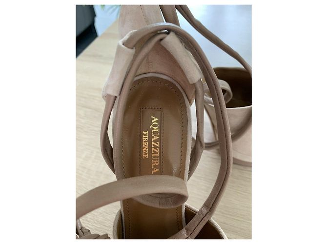 Aquazzura Tacchi in pelle scamosciata e pelle Taupe - vista 7