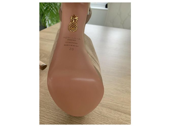 Aquazzura Tacchi in pelle scamosciata e pelle Taupe - vista 9