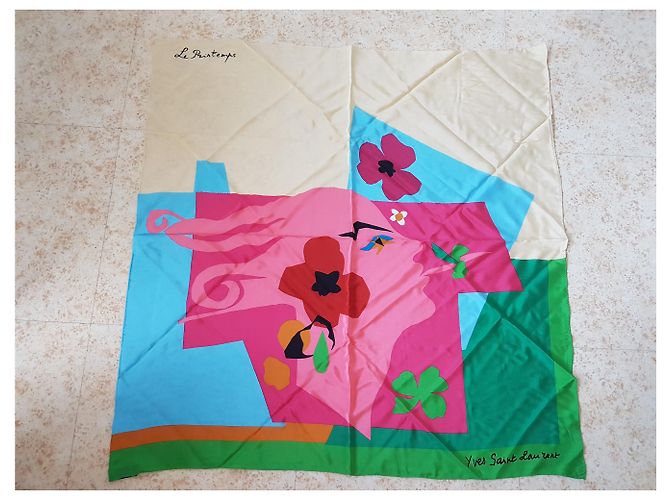 Foulard Carré En Soie Multicolore SARAR Vintage - Modèle FO411, Bon État, Cadeau Femme