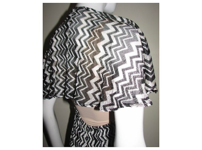 Anna Sui Abito con stampa Chevron (fr 38) Nero Argento Bianco - vista 4