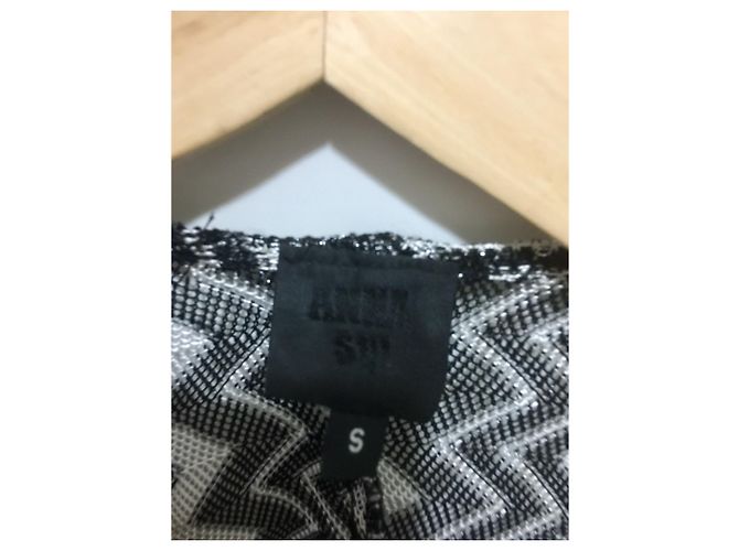 Anna Sui Abito con stampa Chevron (fr 38) Nero Argento Bianco - vista 5