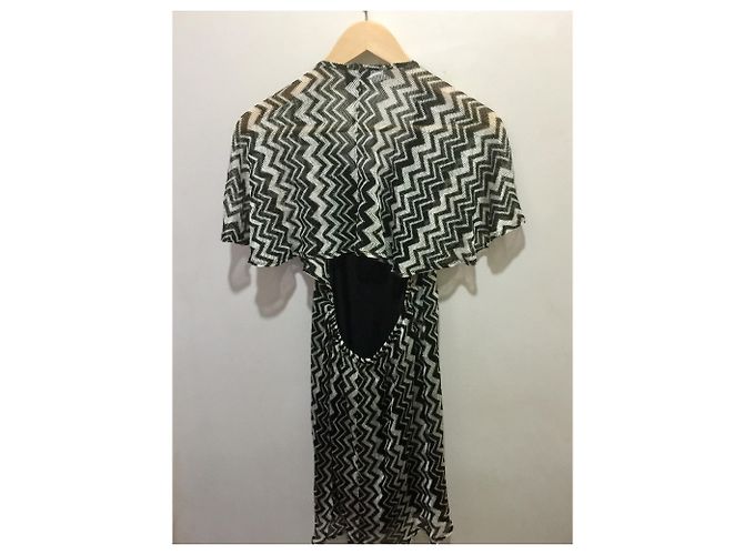 Anna Sui Abito con stampa Chevron (fr 38) Nero Argento Bianco - vista 7