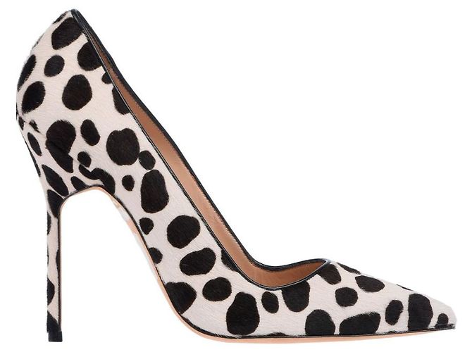 Autre Marque Manolo Blahnik Ponyhaar Absatzschuhe Schwarz Weiß - Ansicht 3