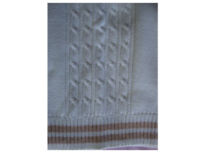 jersey de verano de algodón blanco de manga corta con rayas beige inconnue - vista 5
