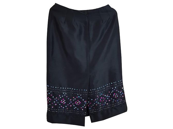 Falda de seda Ann Taylor negra Negro - vista 2