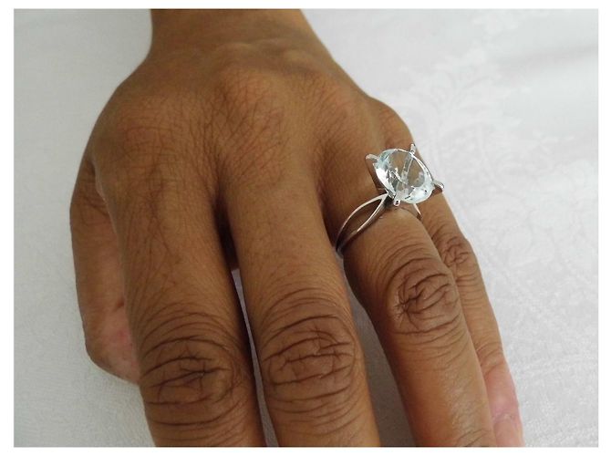Autre Marque bague or 18k  aigue marine - vue 4
