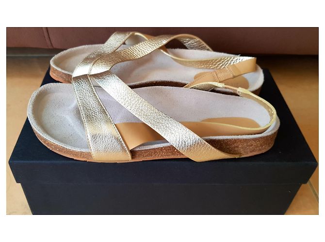 Sandali Jil Sander dorati in pelle D'oro - vista 2
