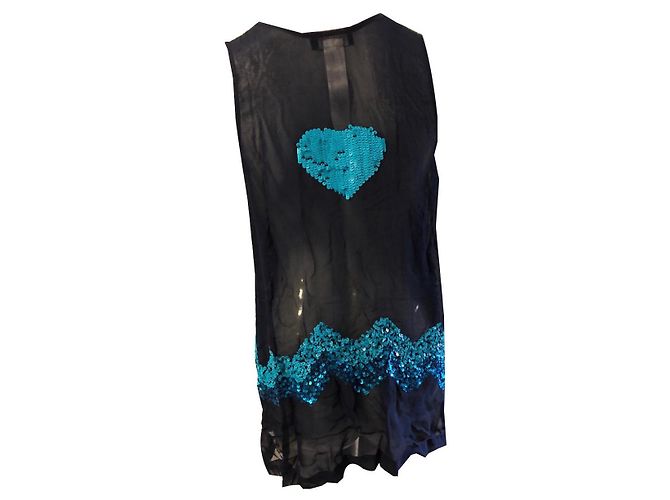 Twin Set Teal Blue Sequins Tunic Top - view 2