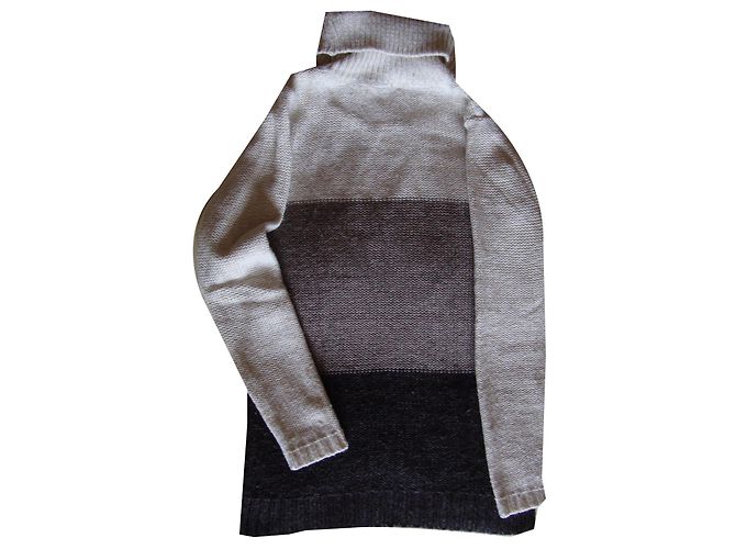 Autre Marque Maglione a collo alto in lana beige kaki e marrone Multicolore - vista 2