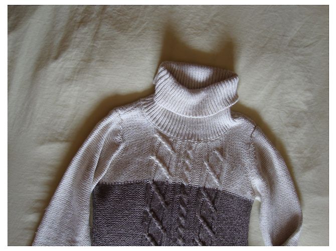 Autre Marque Maglione a collo alto in lana beige kaki e marrone Multicolore - vista 3