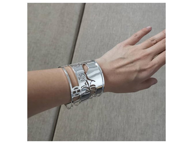Hermès Bracciale Hermes Caleche grande in argento - vista 3