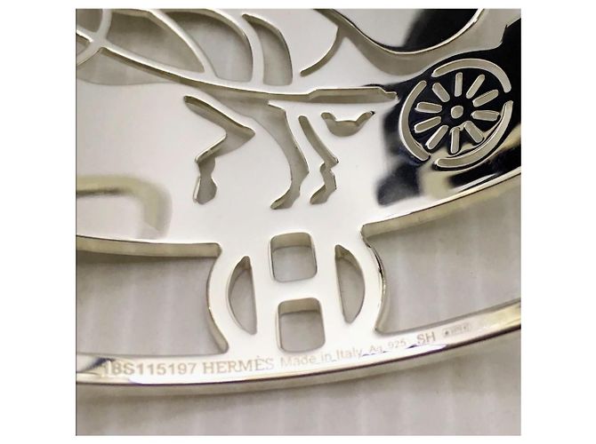 Hermès Bracciale Hermes Caleche grande in argento - vista 4