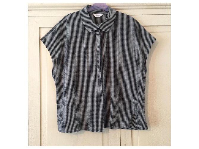 Blusa Toast de algodón gris con cuadros - vista 2
