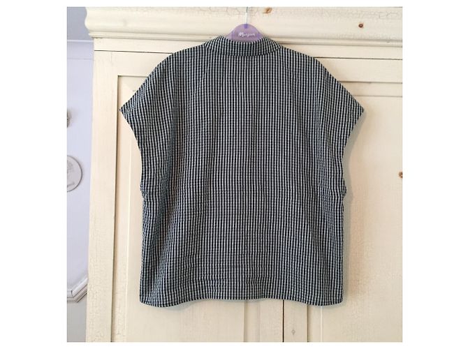 Blusa Toast de algodón gris con cuadros - vista 3