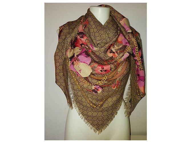 sciarpa gucci fucsia / beige nuova - vista 2
