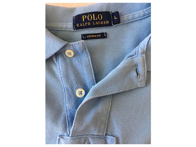 Polo Ralph Lauren Custom Fit Polo in cotone azzurro - vista 3