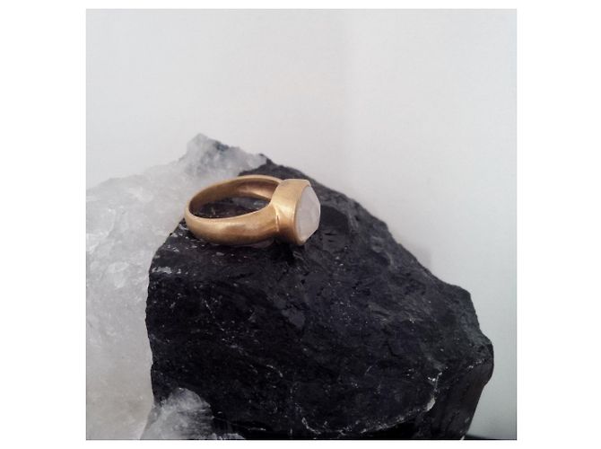 Autre Marque Anillo de piedra lunar arcoíris en vermeil Dorado - vista 4