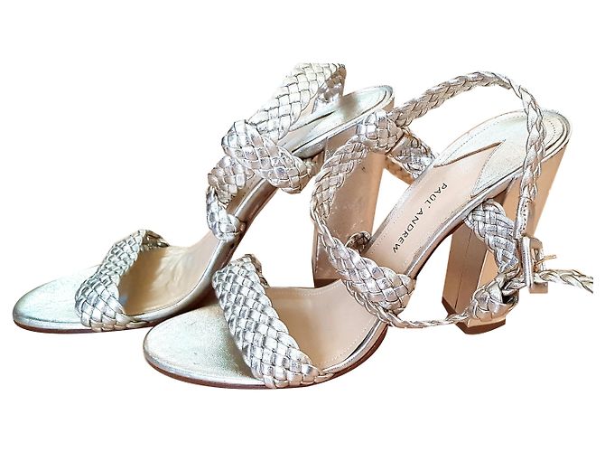 Tacchi Brian Atwood in pelle dorata D'oro - vista 2