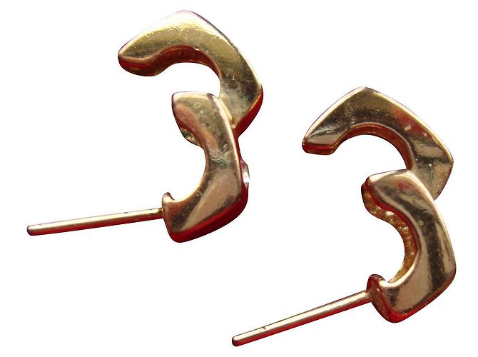 inconnue Goldene Metallohrstecker mit Kunstdiamanten - Ansicht 2